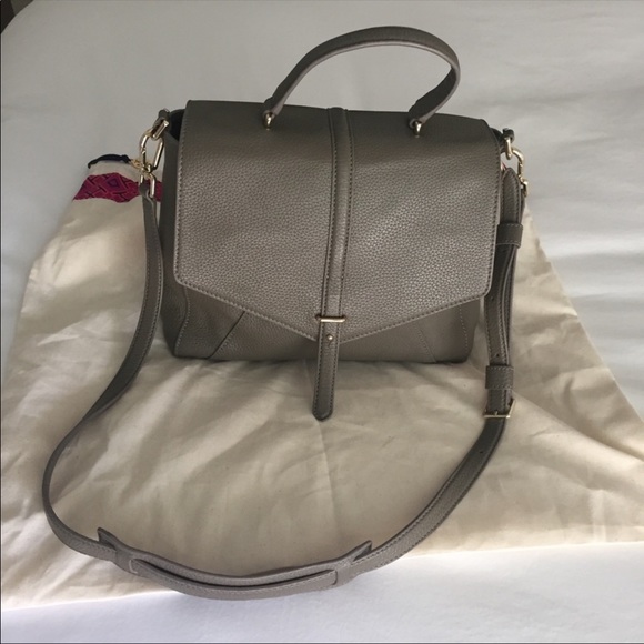 TORY BURCH - Crossbody 797 Satchel Bag with Top Handle (Grey/Green) - Picture 3 of 7